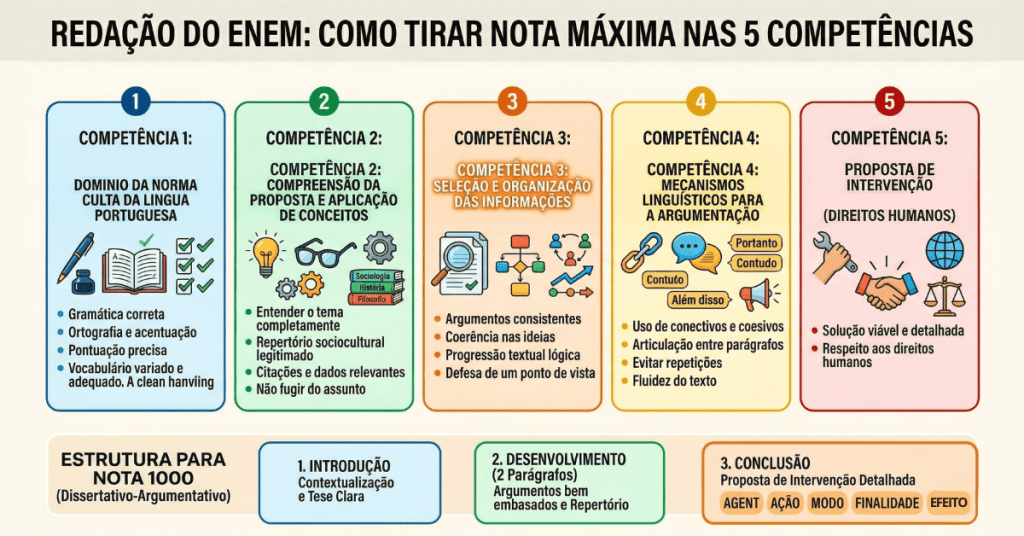 Como tirar nota máxima nas 5 competências