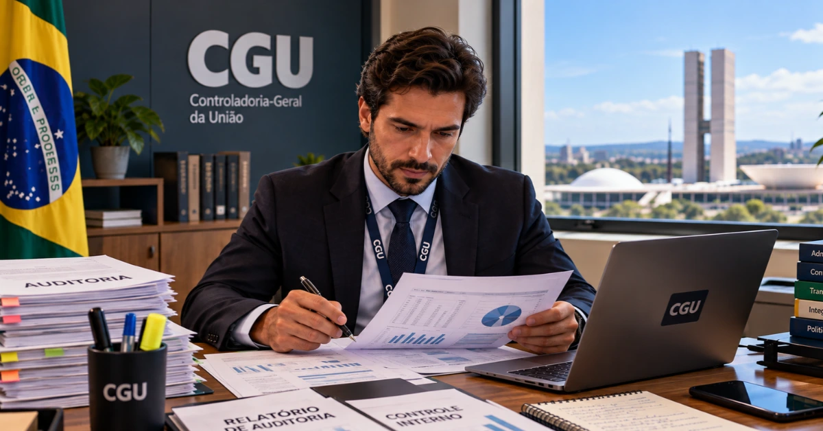 Homem exercendo cargo de Auditor Federal de Finanças e Controle da CGU