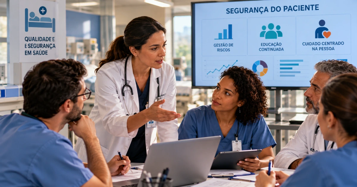 Prefissional da saúde explicando sobre Segurança do Paciente