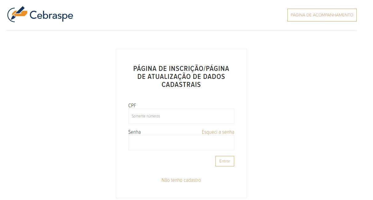 inscrição para concurso da Cespe