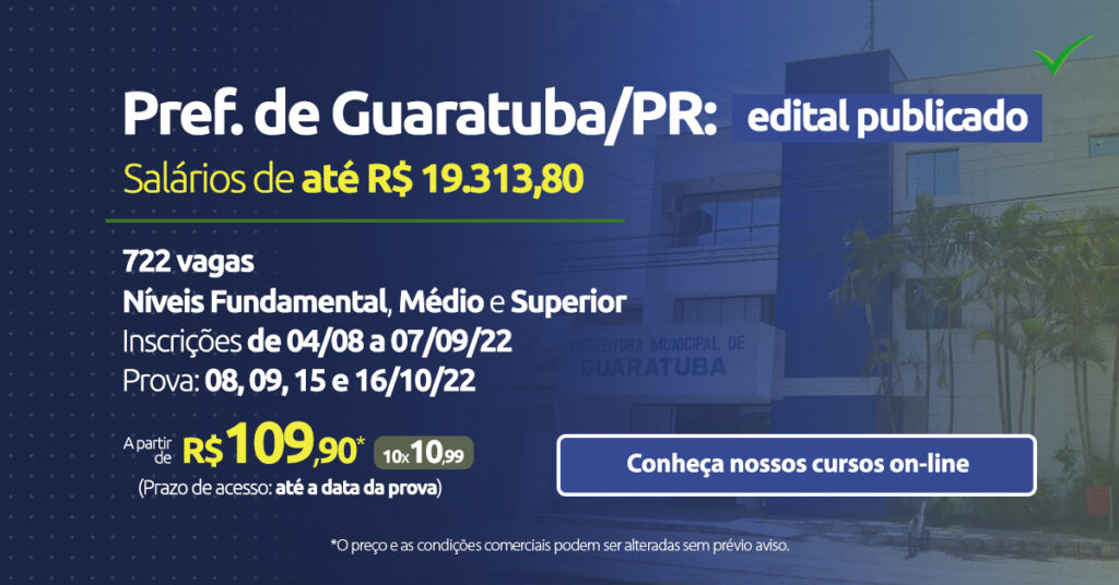 Concurso Guaratuba (PR): 722 vagas abertas - Aprova Concursos