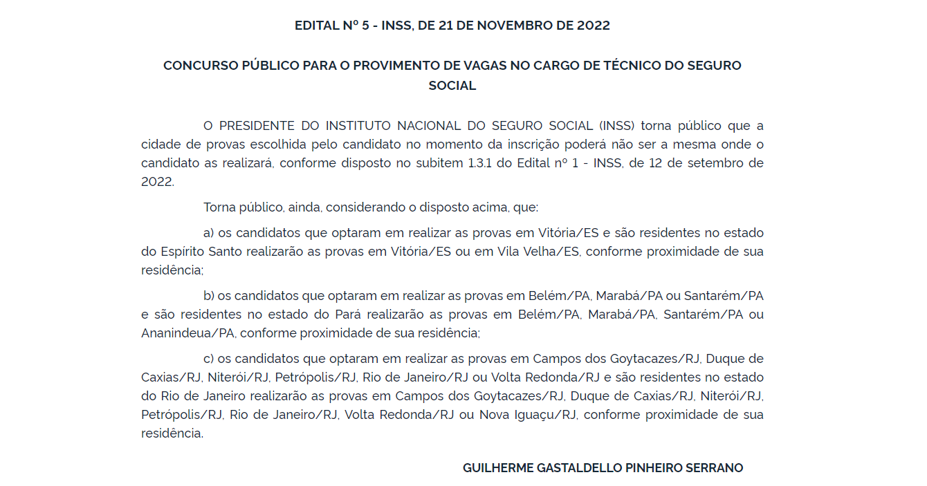 Concurso INSS 2022