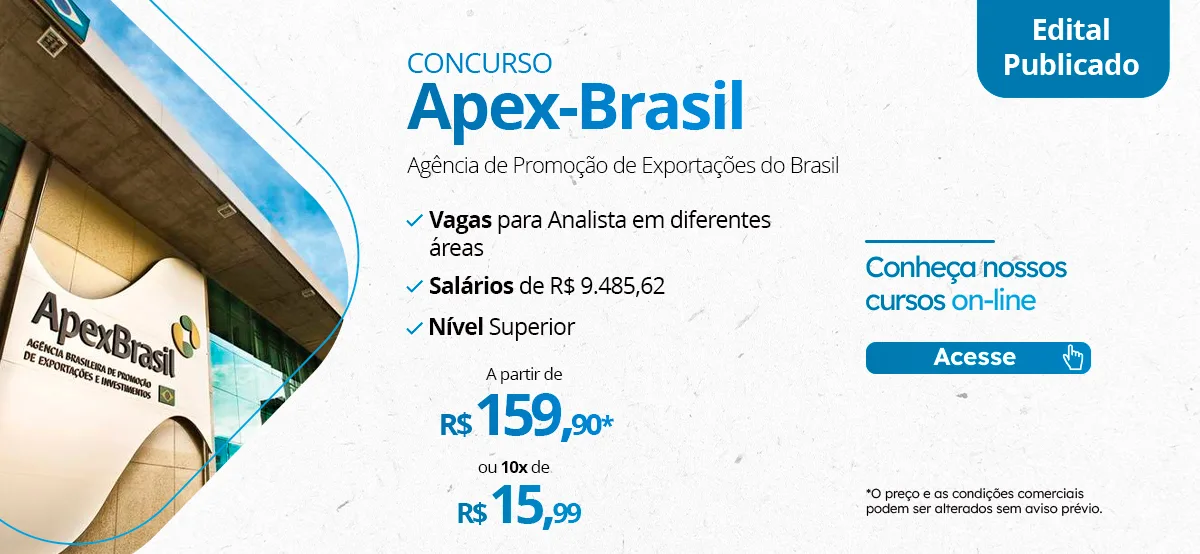 Concurso Apex-Brasil 2024: edital publicado com oportunidades de R$ 9 mil