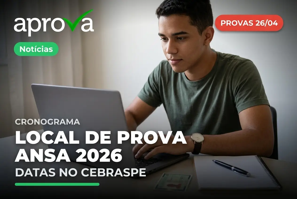 Jovem brasileiro estudando para provas 2026 no laptop