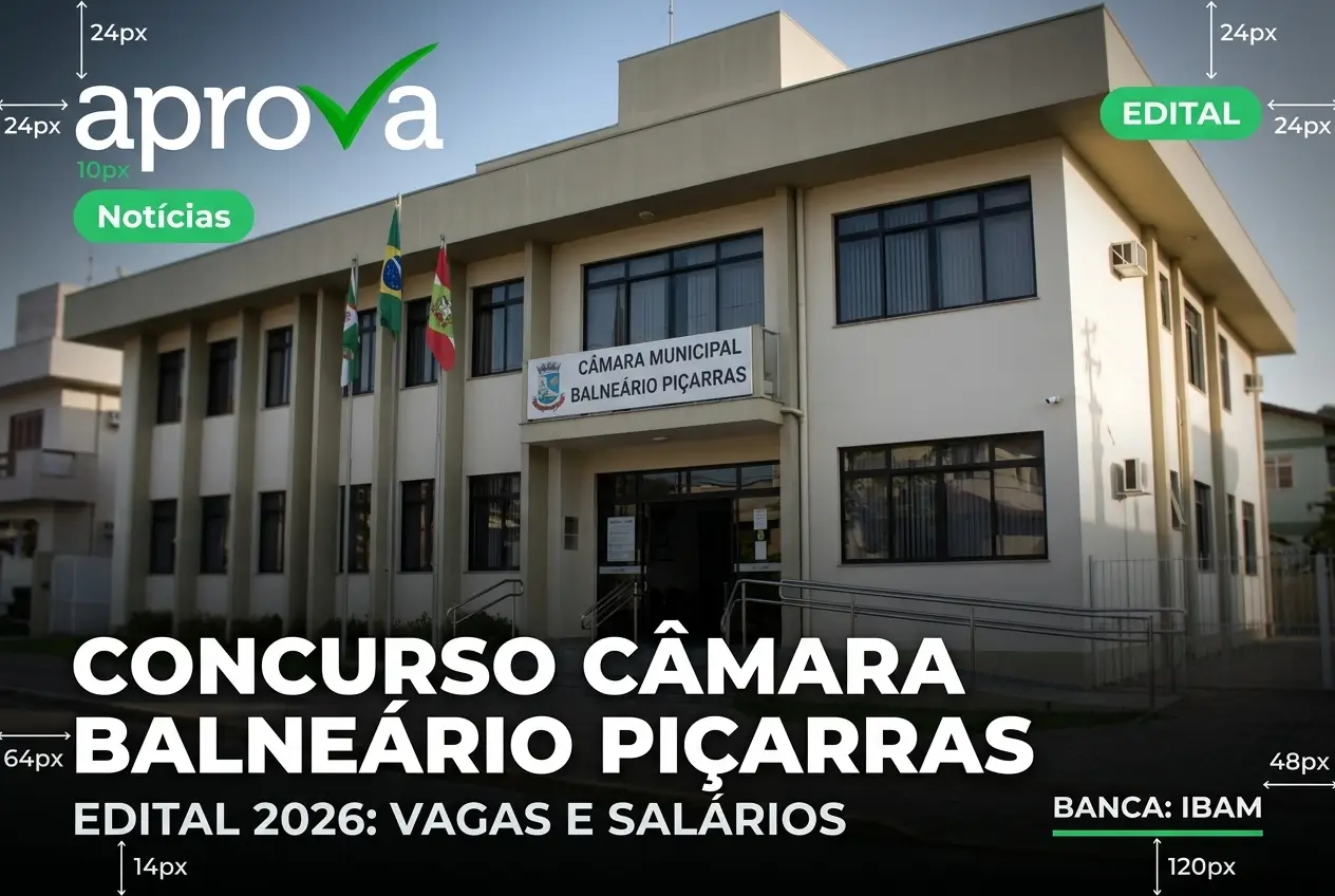 Notícia: O Concurso Câmara de Balneário Piçarras SC publicou edital com vagas para níveis médio, técnico e superior. Salários de até R$ 6,3 mil !