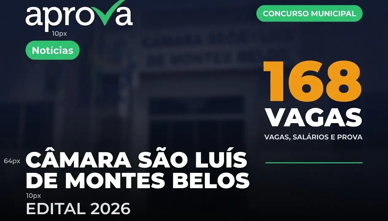 Concurso Câmara de São Luís de Montes Belos (GO) 2026: Vagas