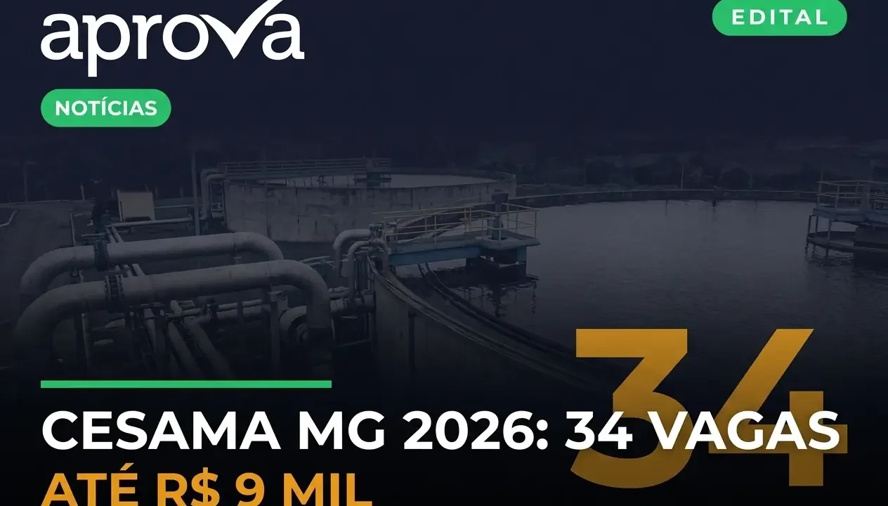 Concurso CESAMA MG 2026: 34 Vagas e Salários de até R$ 9 Mil!