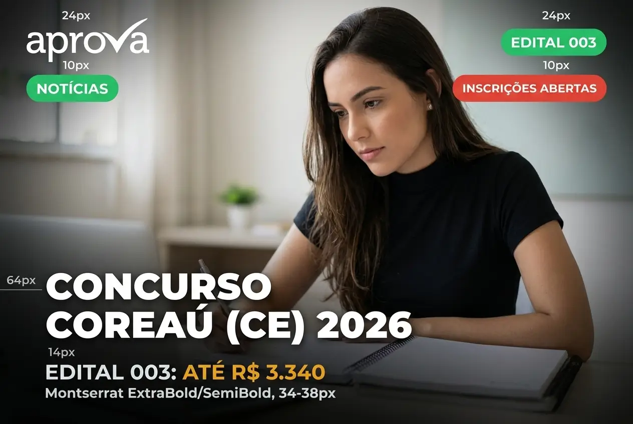 Jovem escrevendo para o Edital 003 do Concurso Coreau CE 2026