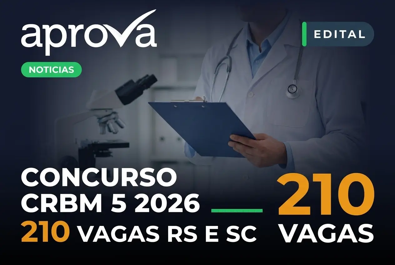 Profissional de saúde com jaleco e texto sobre vagas CRBM 2026