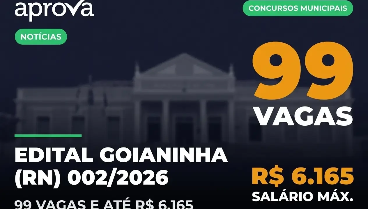 Concurso Prefeitura de Goianinha RN 2026: Edital e 99 Vagas