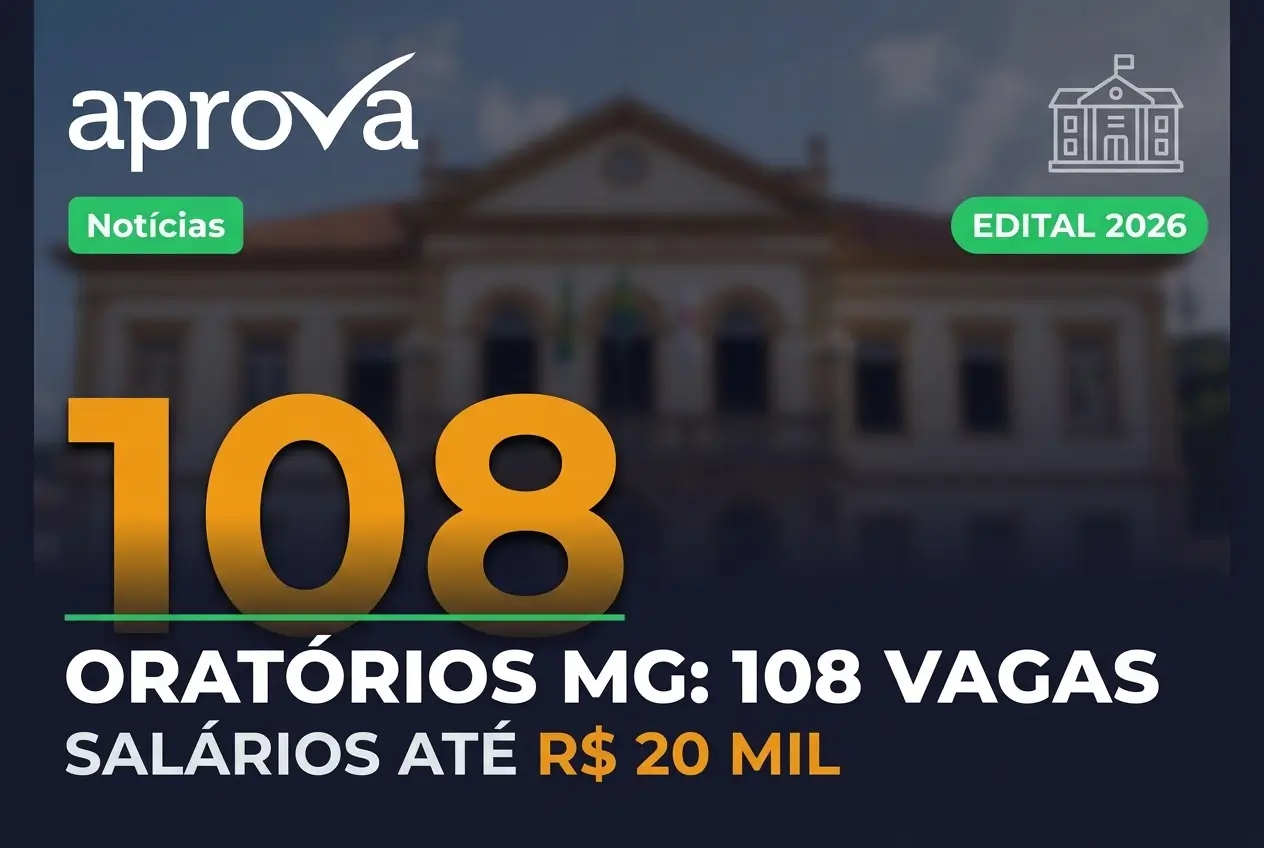 Anúncio de 108 vagas até R$ 20.000 em Oratórios MG 2026