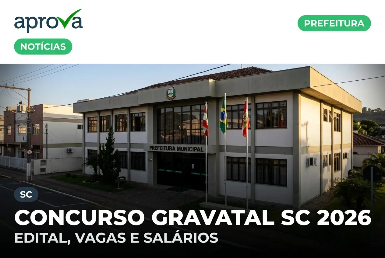 Prefeitura Municipal com bandeiras em Gravatá, SC, 2026