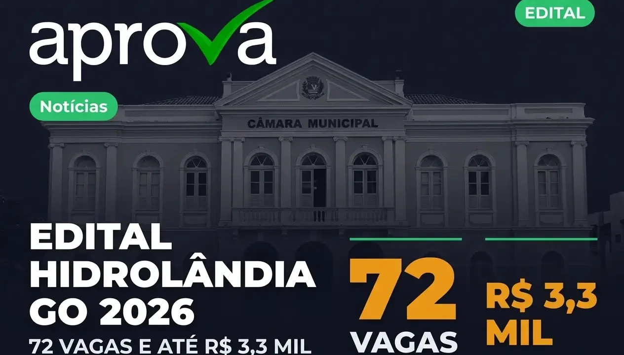 Concurso Hidrolândia GO 2026: Edital Aberto com Salários de até R$ 3,3 Mil