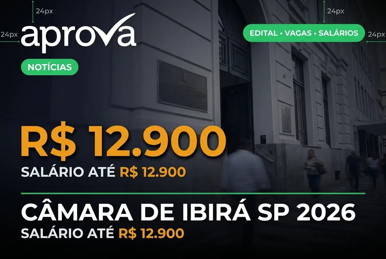 Oportunidade de emprego Câmara de Ibirací SP 2026 com salário de R$ 12.900
