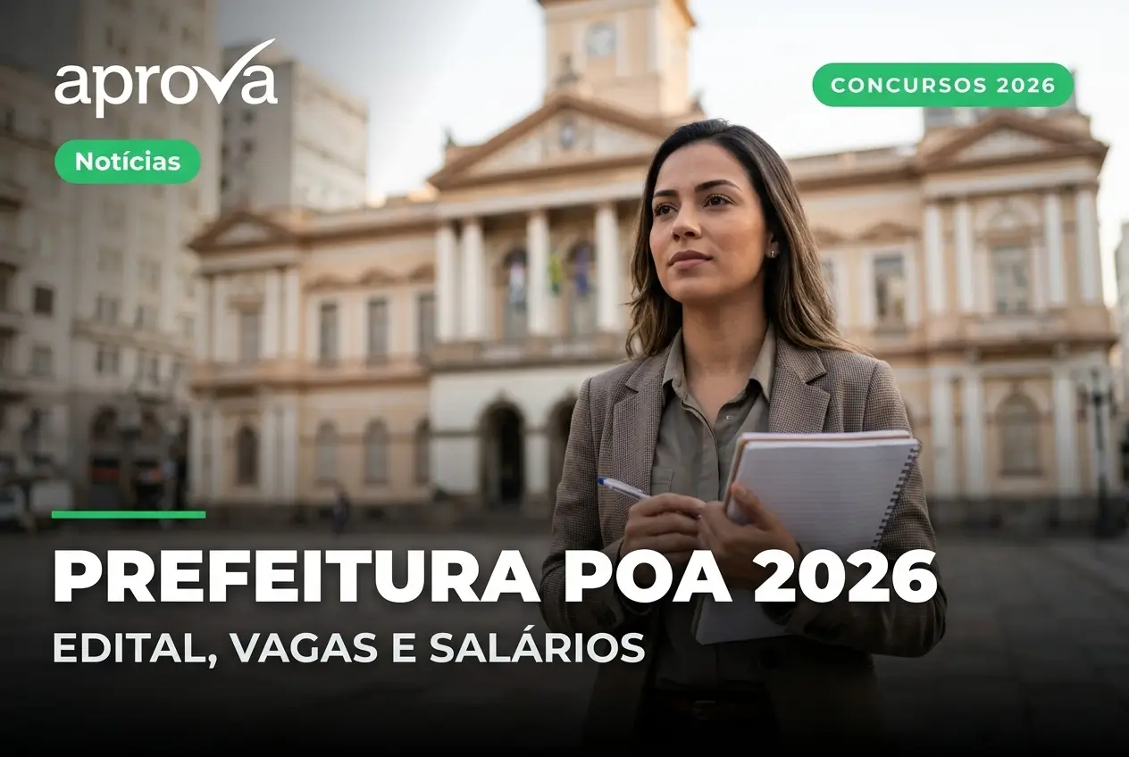 Mulher com blazer cinza e caderno em frente a prédio histórico