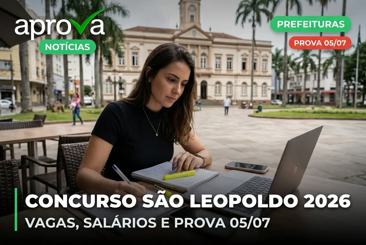 Notícia: Concurso São Leopoldo 2026: Inscrições encerradas! Provas em julho com salários de até R$ 7,2 mil. Veja como revisar!
