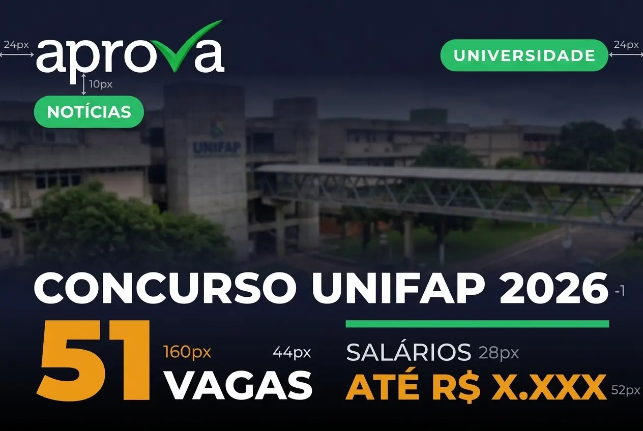 Notícia: Edital do Concurso UNIFAP 2026 publicado! São 51 vagas em Macapá com salário de até R$ 5,2 mil. Saiba como se inscrever.