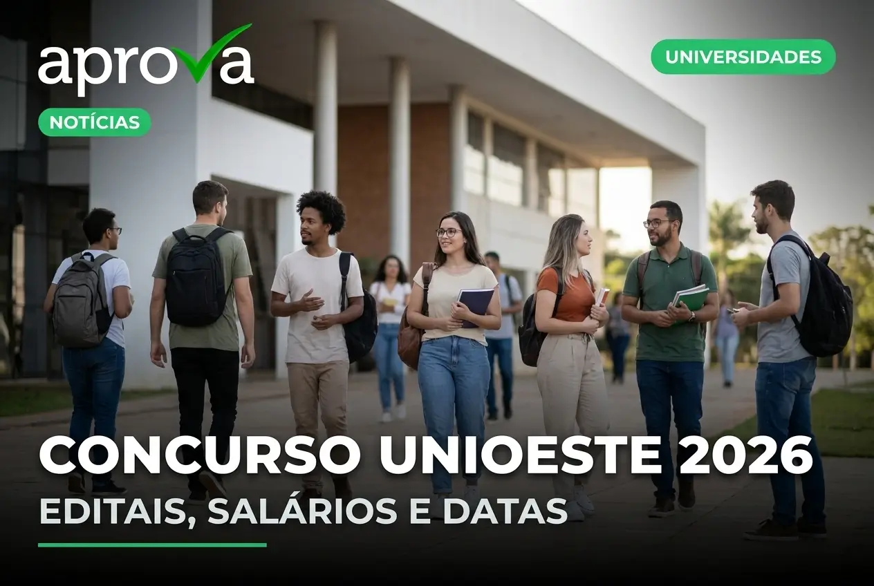 Estudantes na campus universitário para Concurso Unioeste 2026