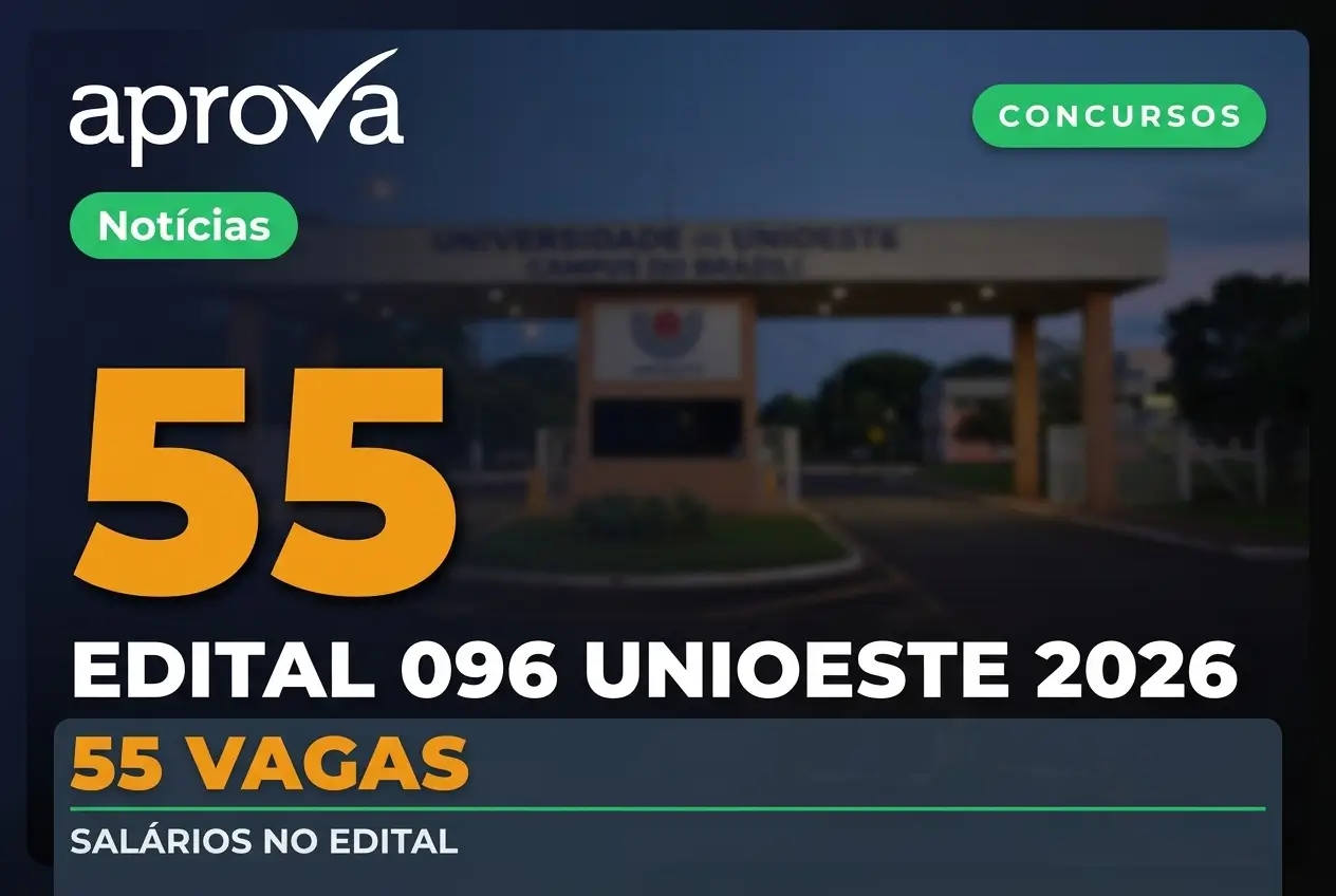 Notícia: Edital UNIOESTE 2026 publicado! São 55 vagas temporárias de níveis médio e superior com salários de até R$ 7,6 mil. Inscrições abertas!