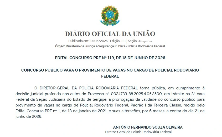 Prorrogação do Concurso PRF Prorrogação do Concurso PRF