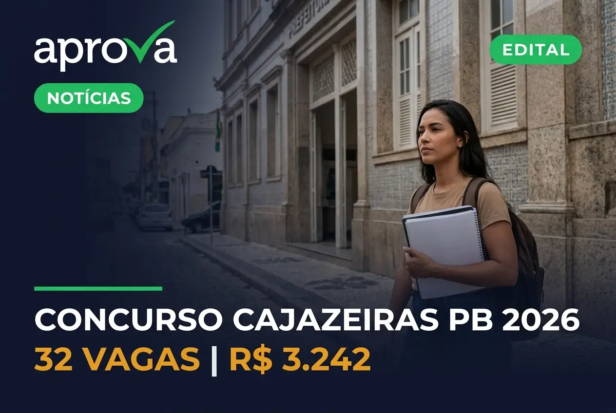 Jovem mulher com caderno no Concurso Cajazeiras PB 2026