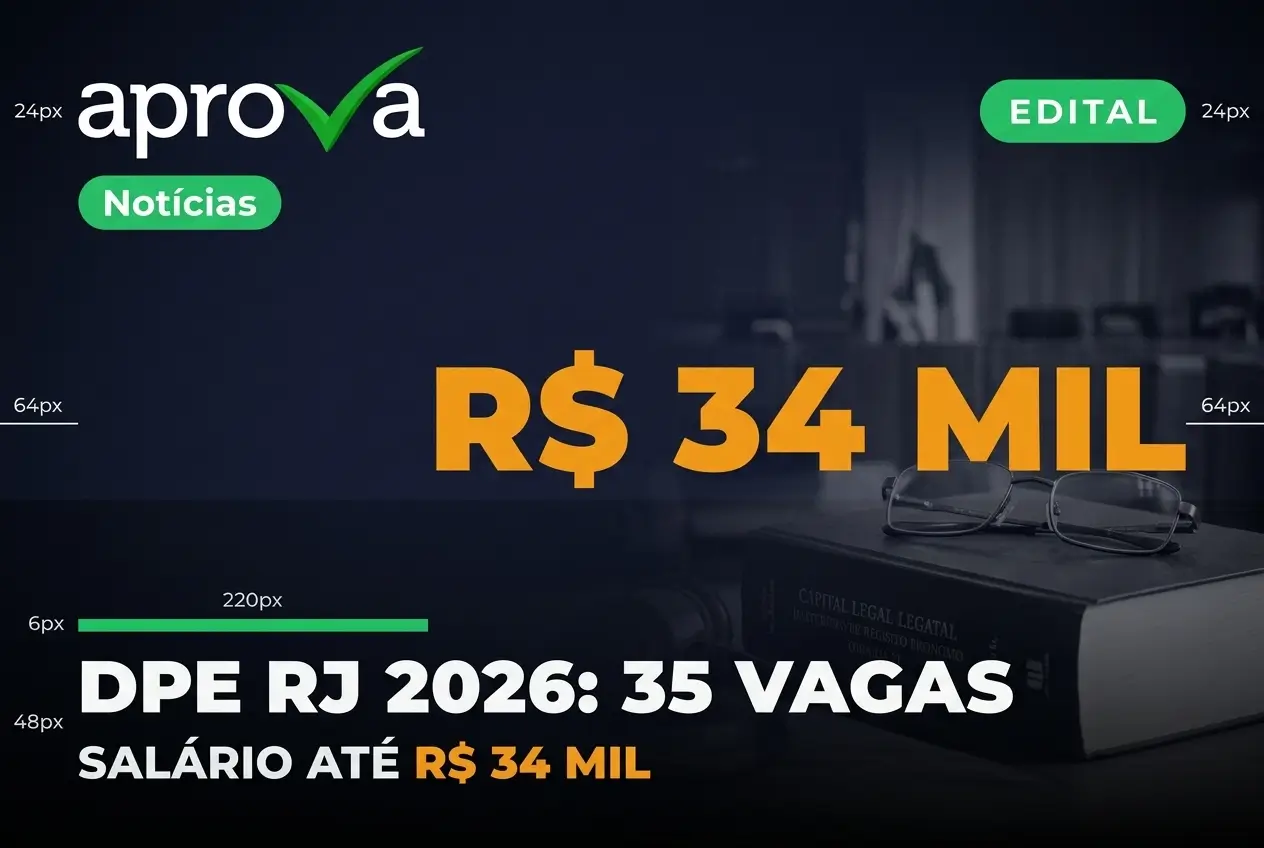 DPE RJ 2026: 35 vagas e salário até R$ 34 mil