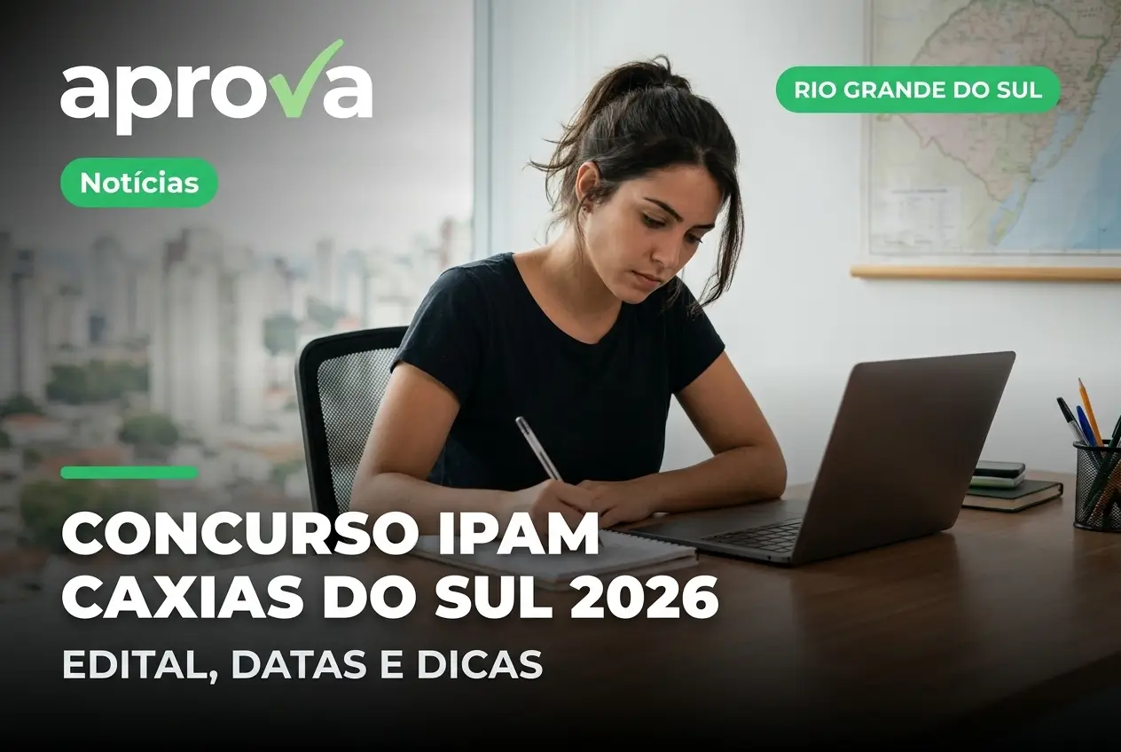 Mulher jovem estudando concurso IPAM Caxias do Sul 2026