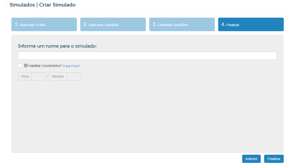 Pergunta frequente sobre simulado